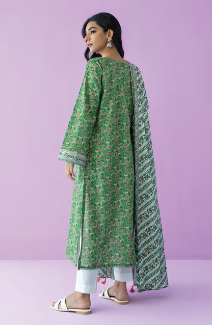 Orient 3 PIECE PRINTED LAWN SUIT- Green (UNSTITCHED)