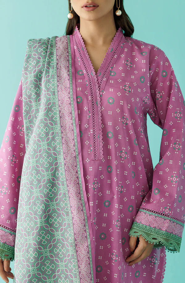 Orient 3 PIECE PRINTED LAWN SUIT- Fondant Pink (UNSTITCHED)