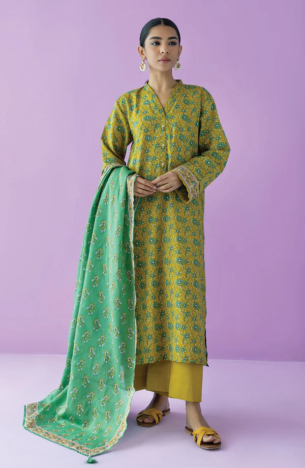 Orient 3 PIECE PRINTED LAWN SUIT- Mehndi (UNSTITCHED)