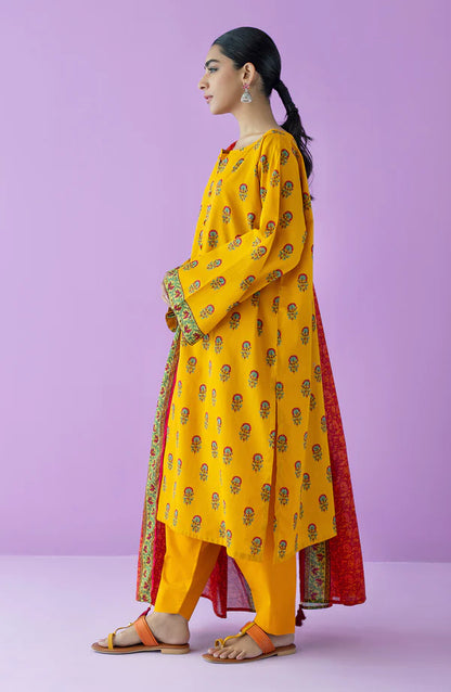 Orient 3 PIECE PRINTED LAWN SUIT- Yellow (UNSTITCHED)