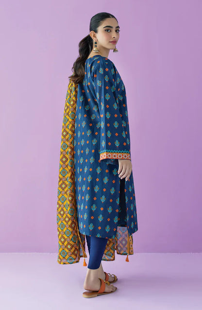 Orient 3 PIECE PRINTED LAWN SUIT- Blue (UNSTITCHED)