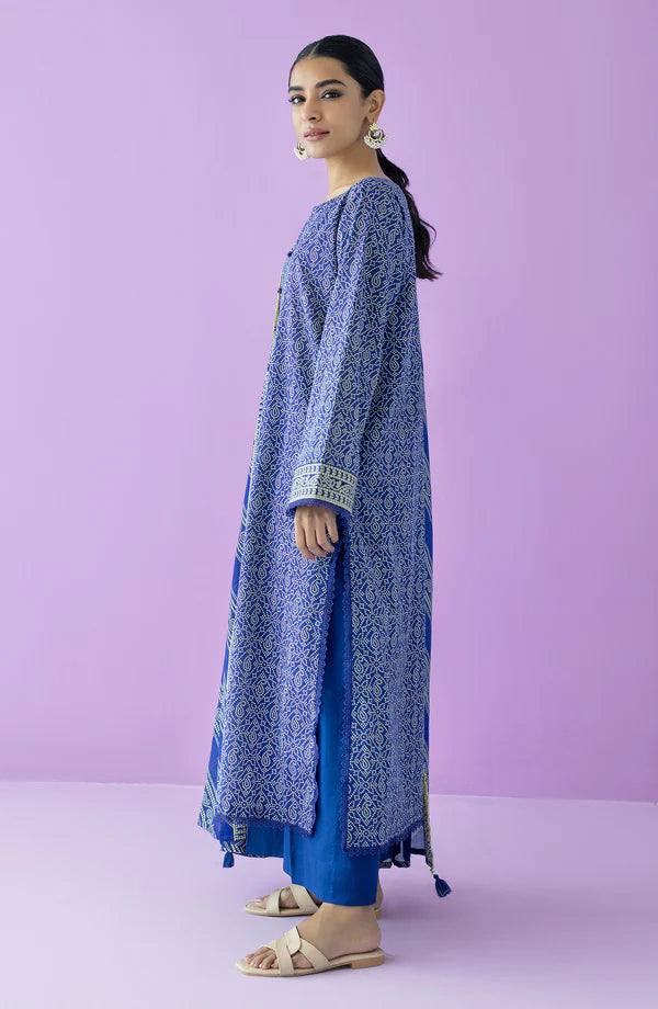 Orient 3 PIECE PRINTED LAWN SUIT- Blue (UNSTITCHED)