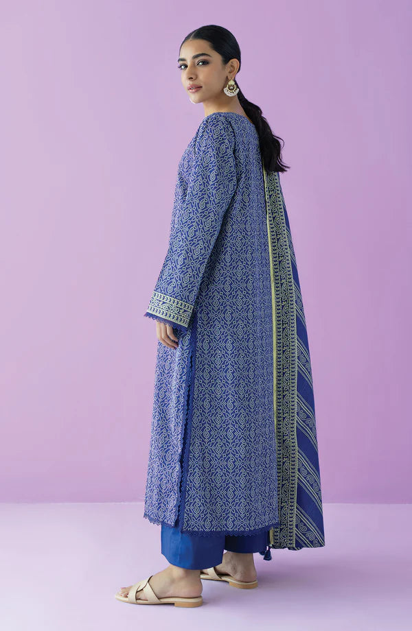 Orient 3 PIECE PRINTED LAWN SUIT- Blue (UNSTITCHED)