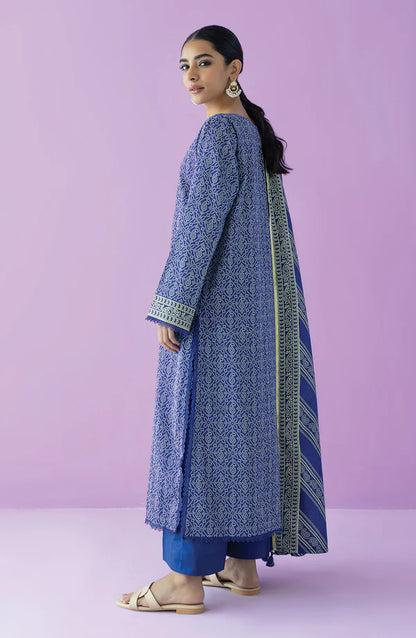 Orient 3 PIECE PRINTED LAWN SUIT- Blue (UNSTITCHED)