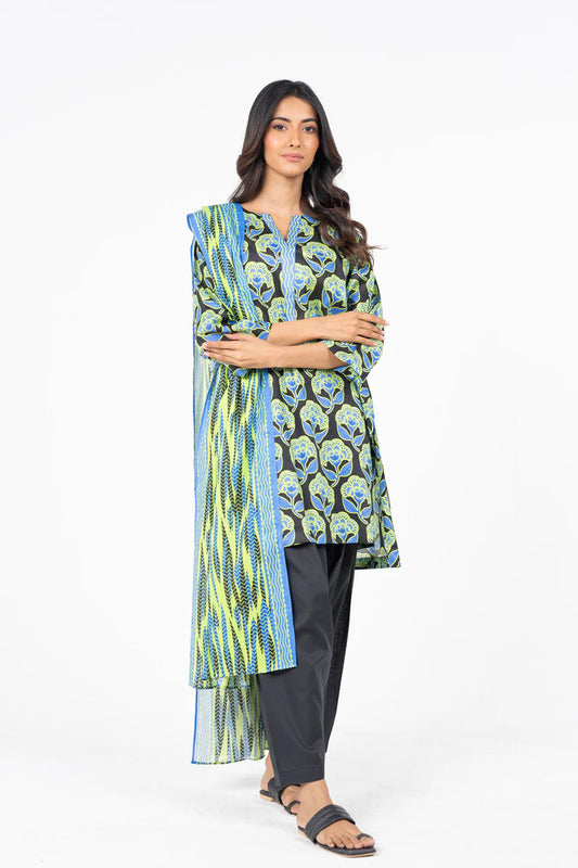 Alkaram 3pc Unstitched Khaddar Suit | Black