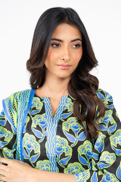 Alkaram 3pc Unstitched Khaddar Suit | Black