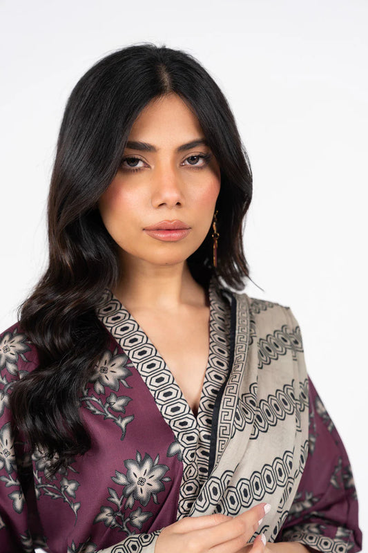 Alkaram 3pc Unstitched Khaddar Suit | Maroon