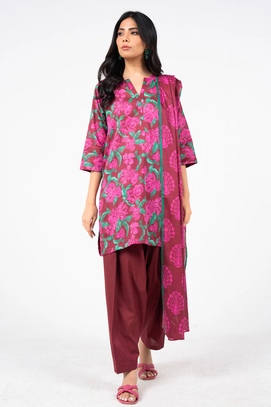 Alkaram 3pc Unstitched Khaddar Suit | Red
