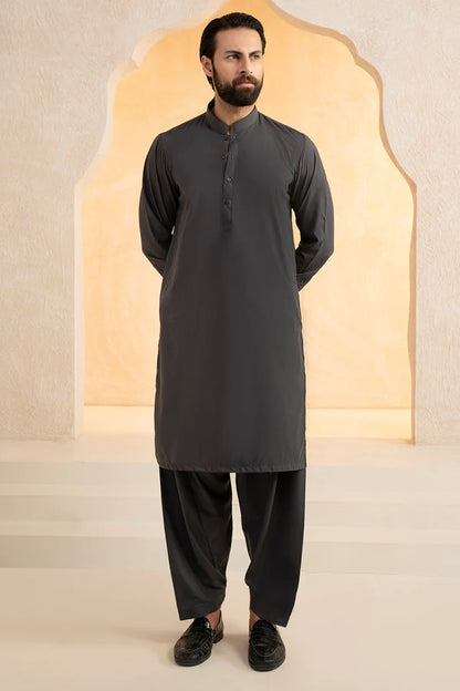 Grey Zellbury Mens Wash and Wear unstitched suit worn by a model showcasing a sharp tailored fit for Summer 2026.