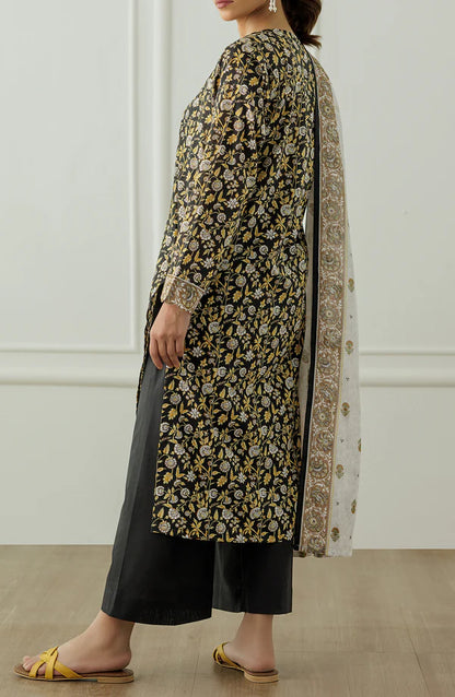 Orient 3 PIECE PRINTED LAWN SUIT- Black (UNSTITCHED)