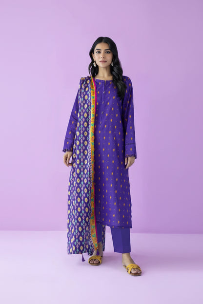 Orient 3 PIECE PRINTED LAWN SUIT- Purple (UNSTITCHED)