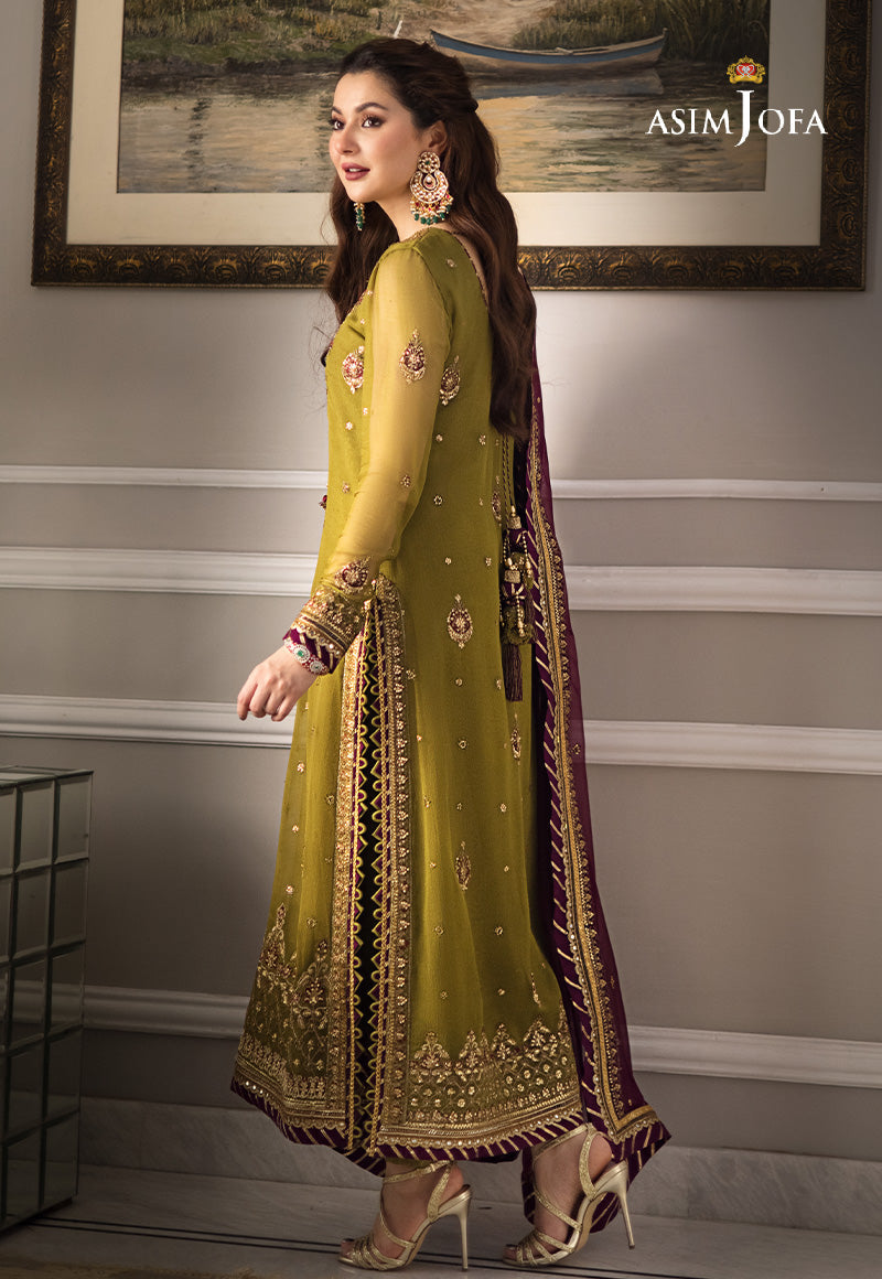 Asim Jofa Formal Chiffon Embroidered - Magenta 3-Pc | Replica