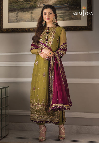 Asim Jofa Formal Chiffon Embroidered - Magenta 3-Pc | Replica