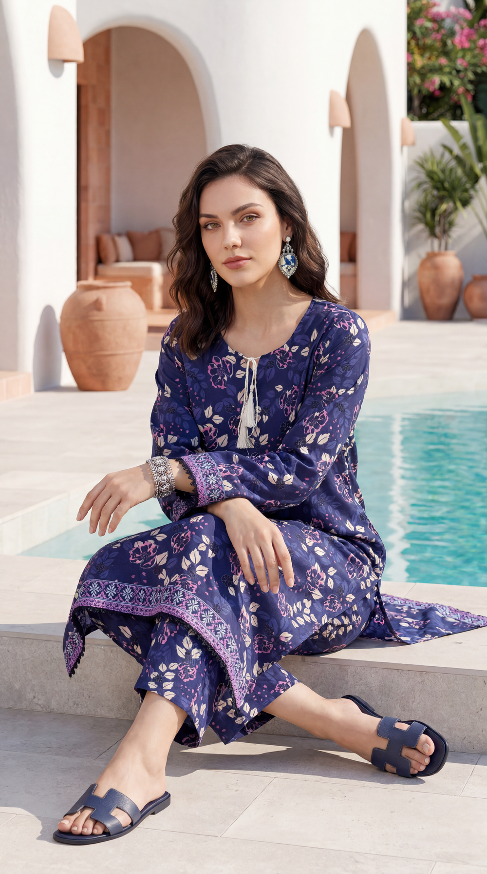 Blue - Elaya 2pc Unstitched Lawn Suit