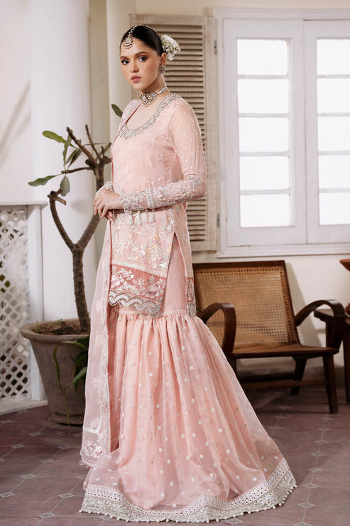 Imrozia Premium | Muse Luxury Chiffon  - Pink 3- Pc | Replica