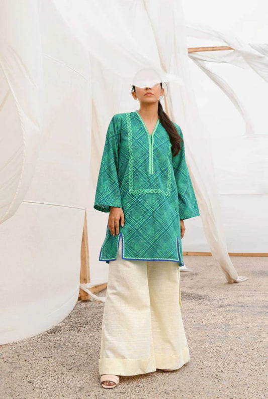 Mizaj 1pc Unstitched Khaddar Shirt | Green