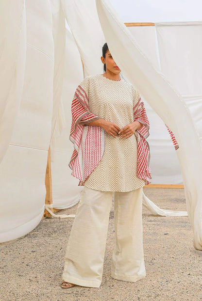 Mizaj 1pc Unstitched Khaddar Shirt | Ash White