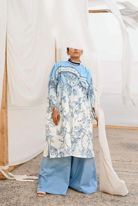 Mizaj 1pc Unstitched Khaddar Shirt | Ash White