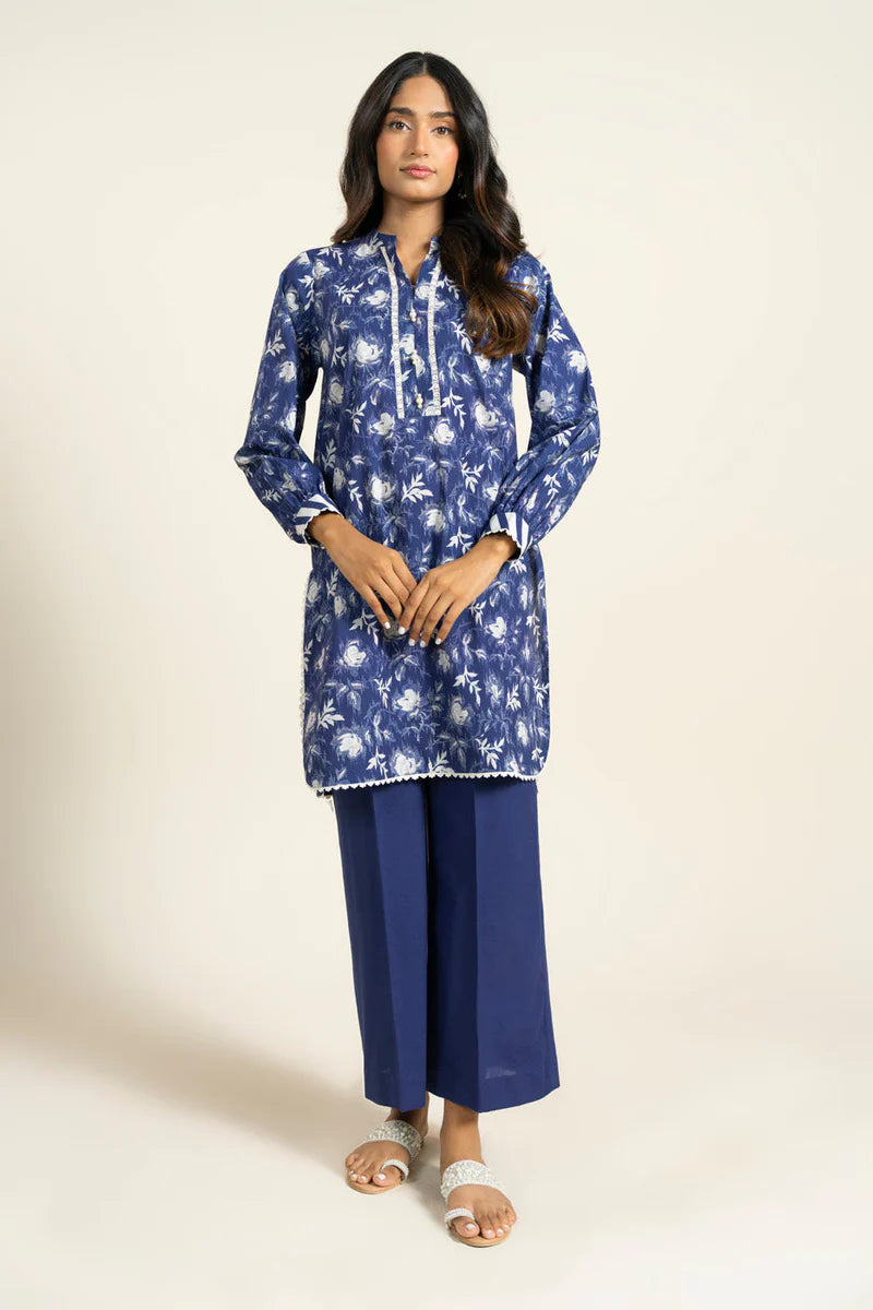 Blue - Alkaram 1pc Unstitched Lawn Shirt