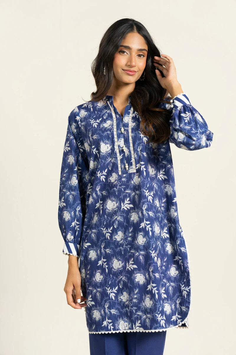 Blue - Alkaram 1pc Unstitched Lawn Shirt