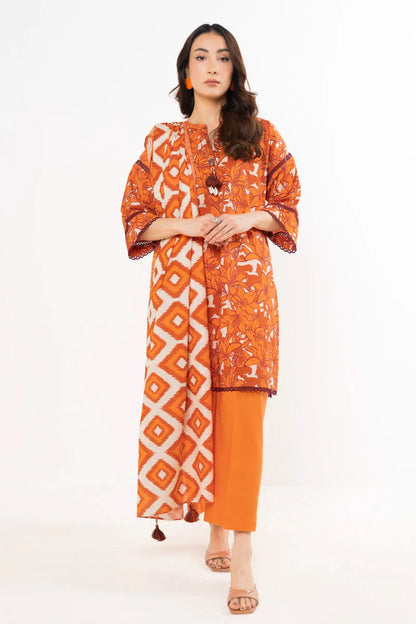 Alkaram 3pc Unstitched Khaddar Suit | Orange