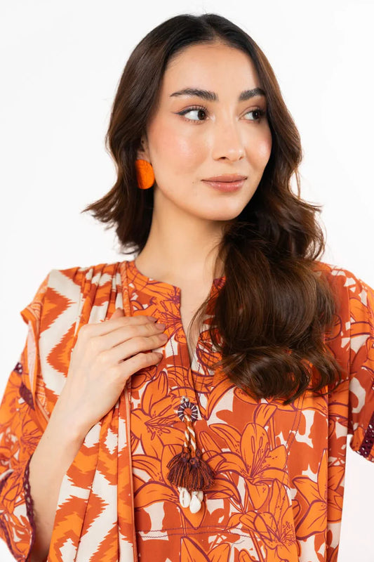 Alkaram 3pc Unstitched Khaddar Suit | Orange