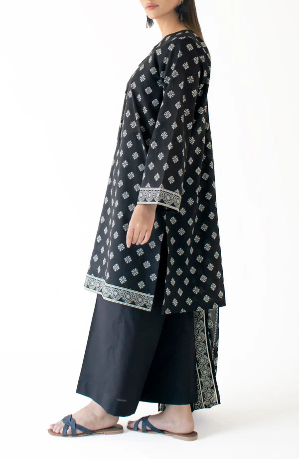 Orient 3 PIECE PRINTED LAWN SUIT- Black (UNSTITCHED)