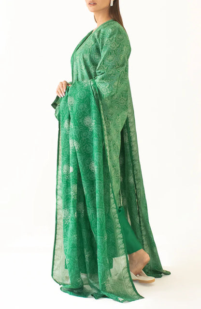 Orient 3 PIECE PRINTED LAWN SUIT- Green (UNSTITCHED)