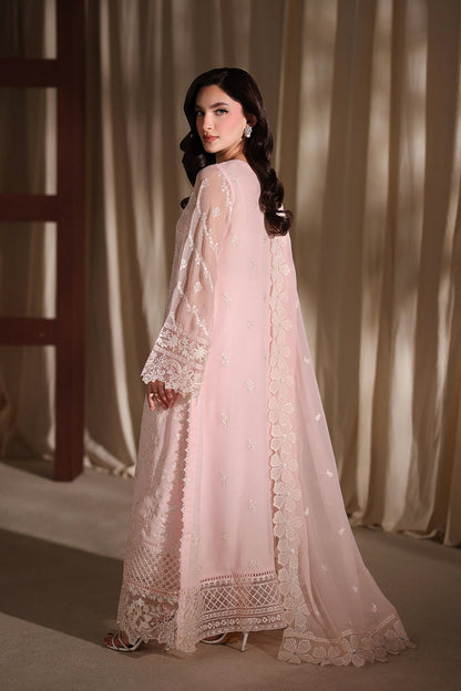 Azure Twirling Tulip Embroidered Chiffon - Peach 3pc (Replica)