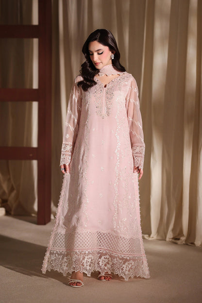 Azure Twirling Tulip Embroidered Chiffon - Peach 3pc (Replica)