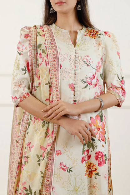 Ivory | Saya 3pc Unstitched Lawn Suit
