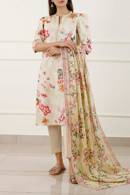 Ivory | Saya 3pc Unstitched Lawn Suit