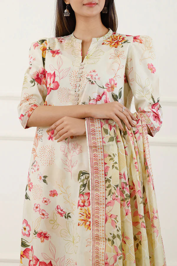 Ivory | Saya 3pc Unstitched Lawn Suit
