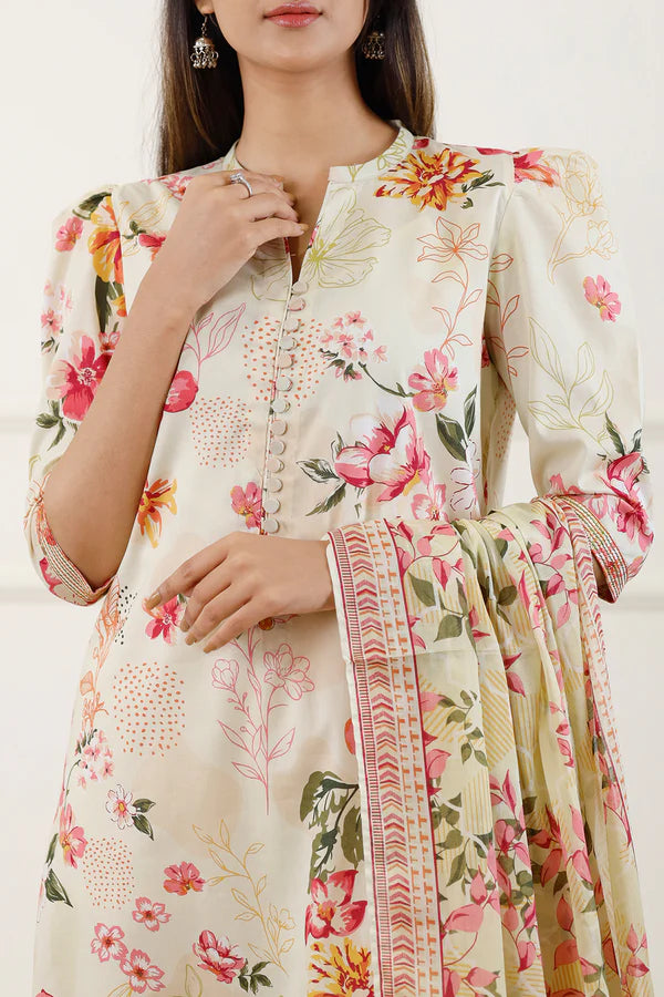 Ivory | Saya 3pc Unstitched Lawn Suit