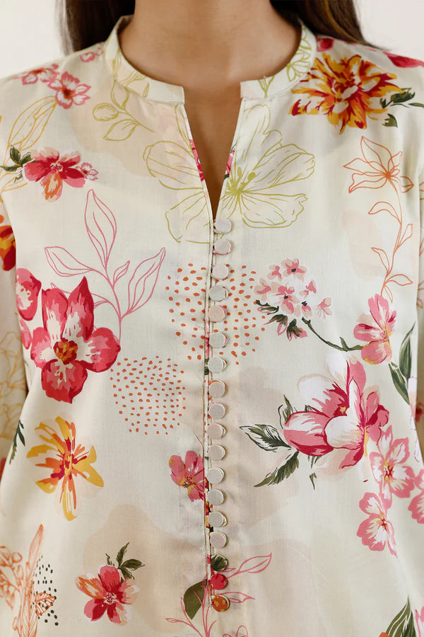 Ivory | Saya 3pc Unstitched Lawn Suit