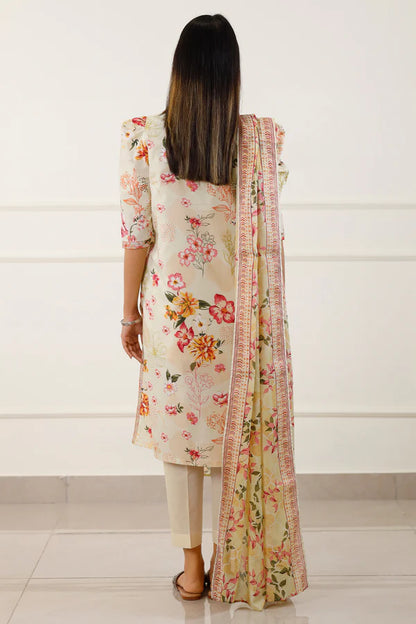 Ivory | Saya 3pc Unstitched Lawn Suit