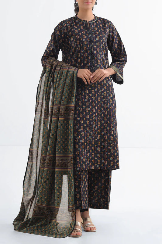 Black| Saya 2PC Unstitched Lawn Suit