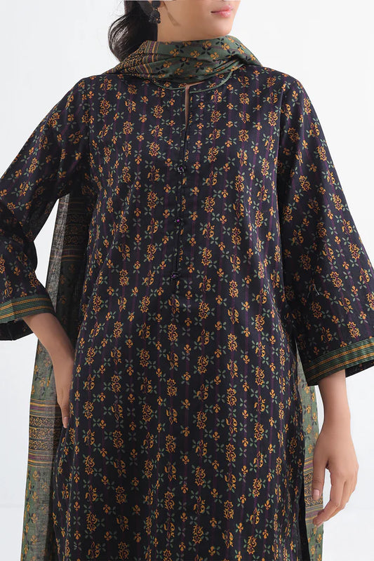 Black| Saya 2PC Unstitched Lawn Suit