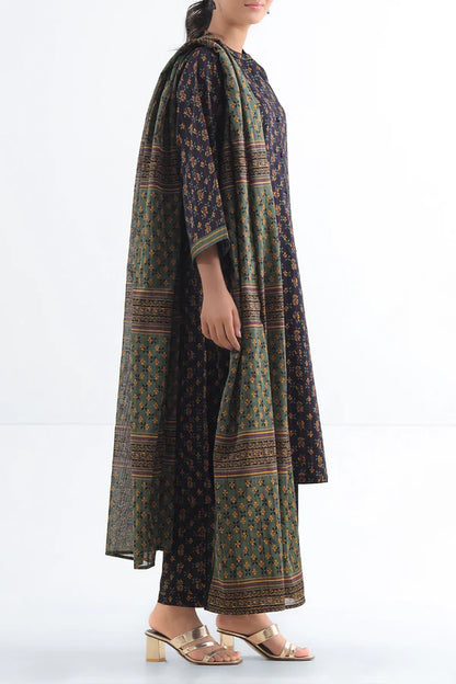 Black| Saya 2PC Unstitched Lawn Suit