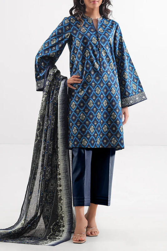 Blue| Saya 2PC Unstitched Lawn Suit