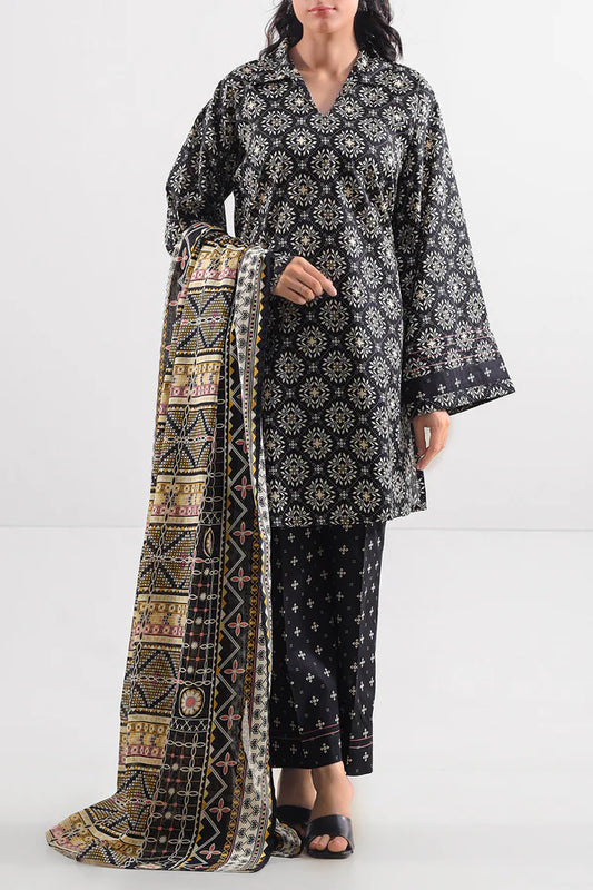 Black| Saya 2PC Unstitched Lawn Suit