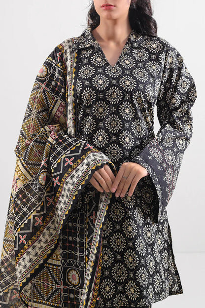 Black| Saya 2PC Unstitched Lawn Suit