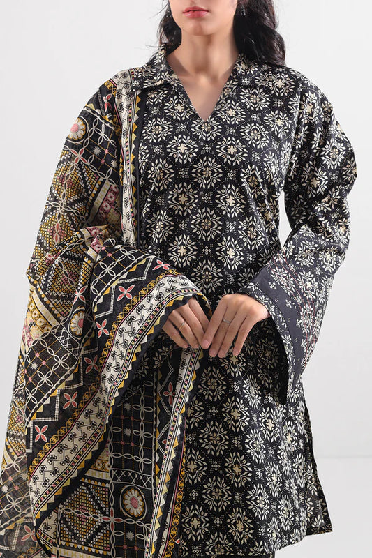 Black| Saya 2PC Unstitched Lawn Suit
