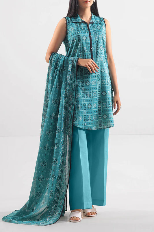 Teal| Saya 2PC Unstitched Lawn Suit