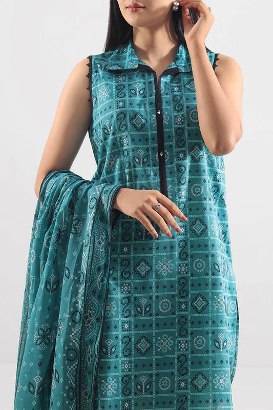 Teal| Saya 2PC Unstitched Lawn Suit