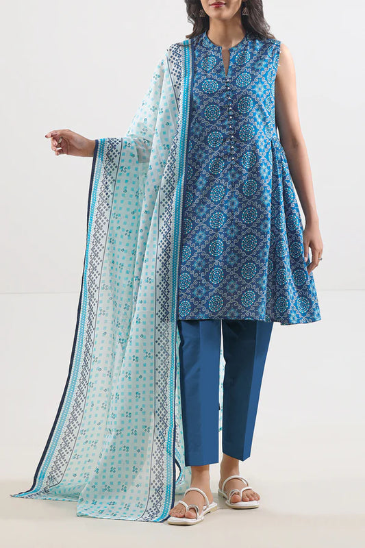 Blue| Saya 2PC Unstitched Lawn Suit