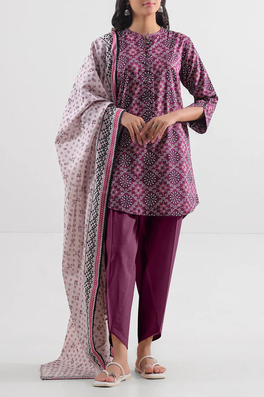 Plum| Saya 2PC Unstitched Lawn Suit