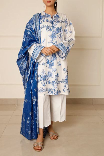 White | Saya 3pc Unstitched Lawn Suit