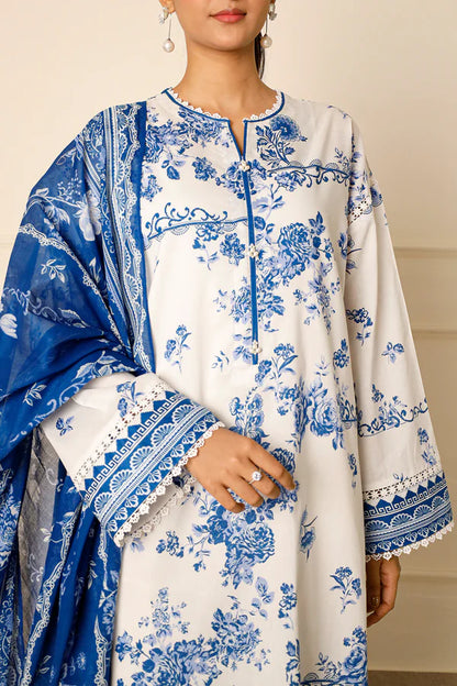 White | Saya 3pc Unstitched Lawn Suit