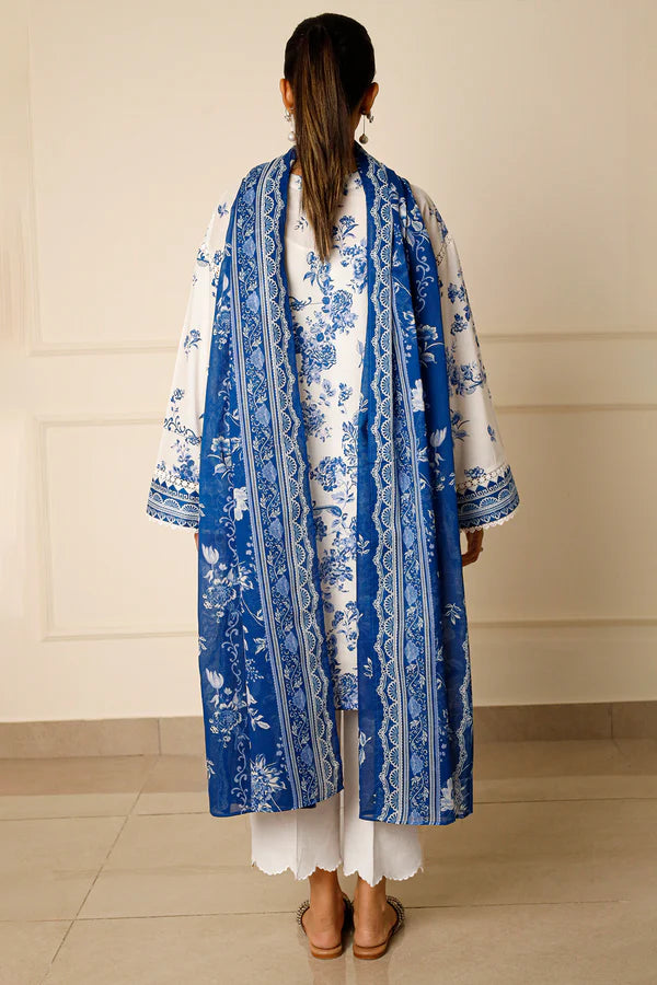 White | Saya 3pc Unstitched Lawn Suit